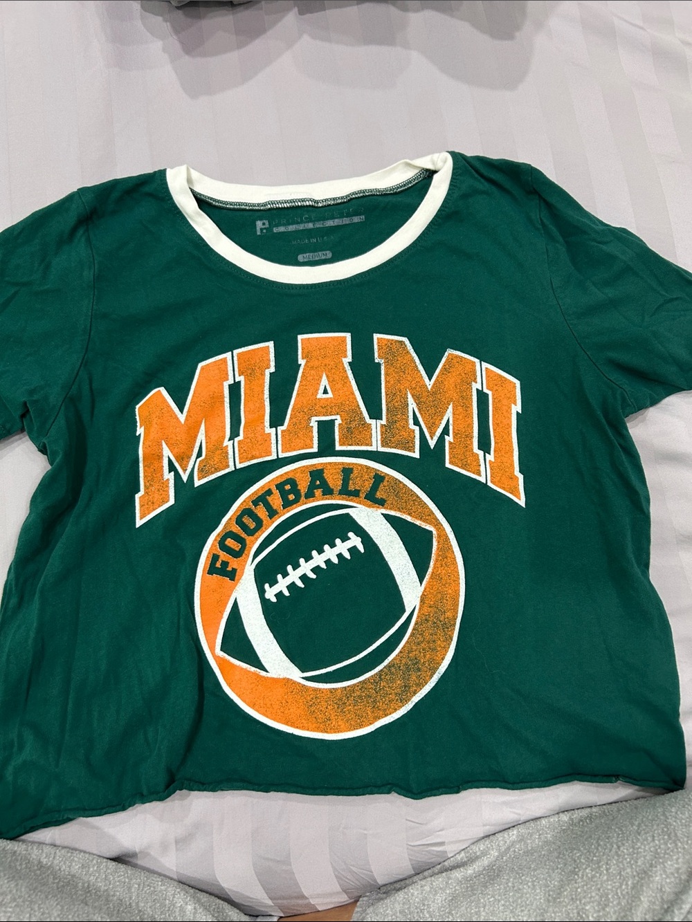 New Prince Peter U Miami Football  Cropped T Shirt Size  Junior M